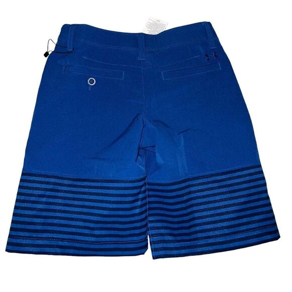 NWOT Under Armour flat front blue and black loose fit heat gear shorts size 8 - Picture 5 of 7